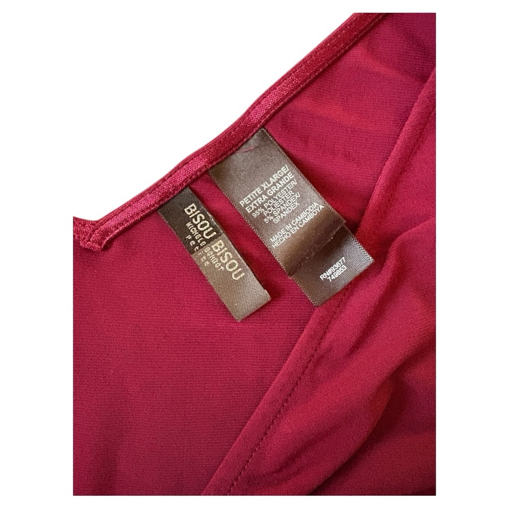 Bisou Bisou Elegant Burgundy Sleeveless Top with Belted Detail Sz XLP - Picture 2 of 5